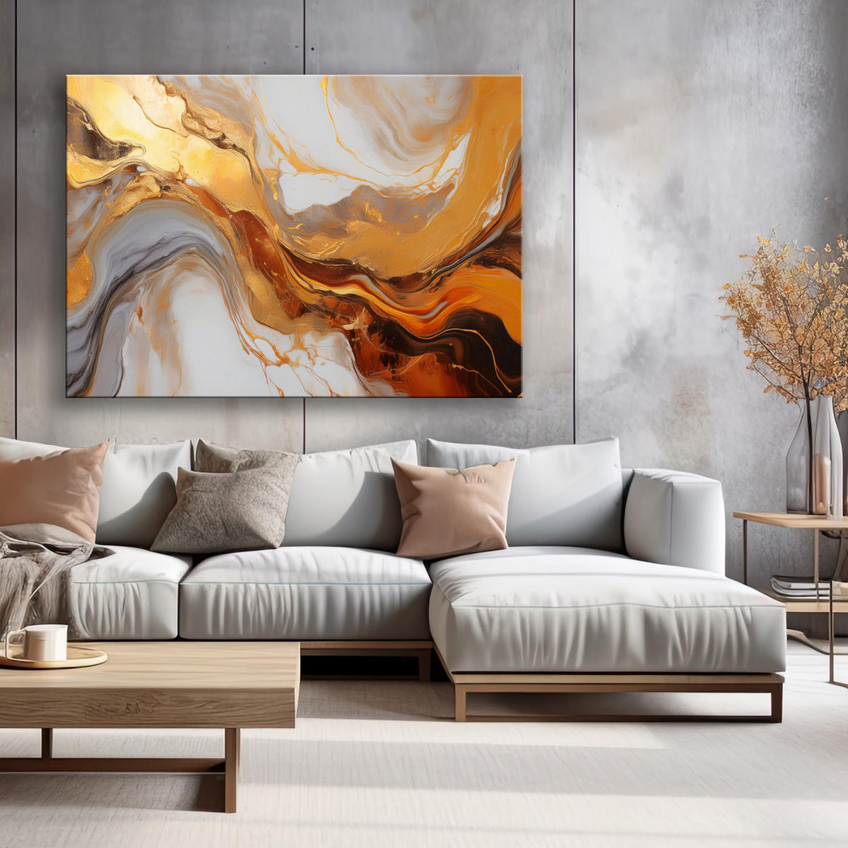 WANDBILD textur gold kupfer abstraktion - Goldfarben, Textil (60/40cm) - Feeby