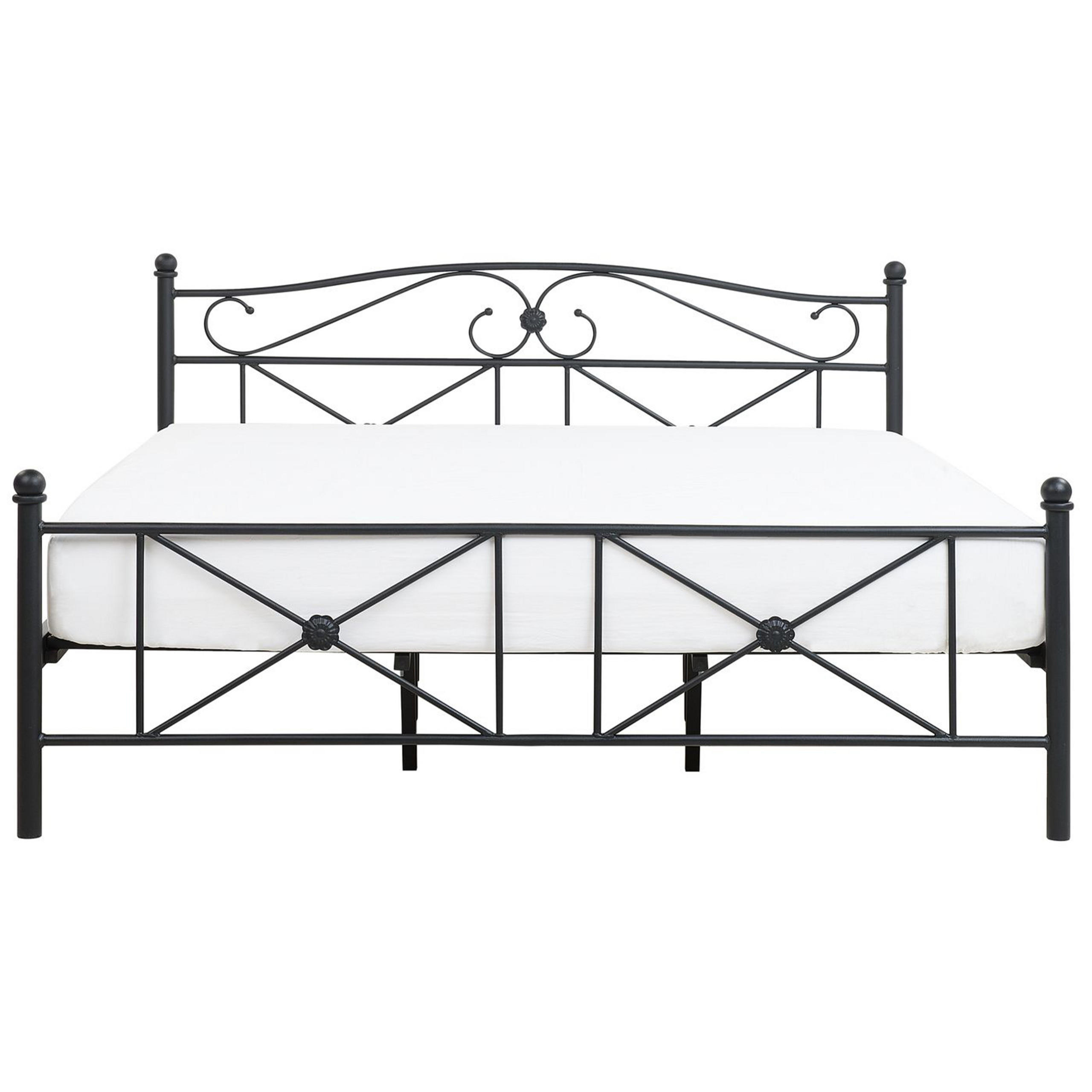 BETT mit Lattenrost 180x200 cm Schwarz Rodez - Schwarz, Metall (180/200cm) - Beliani