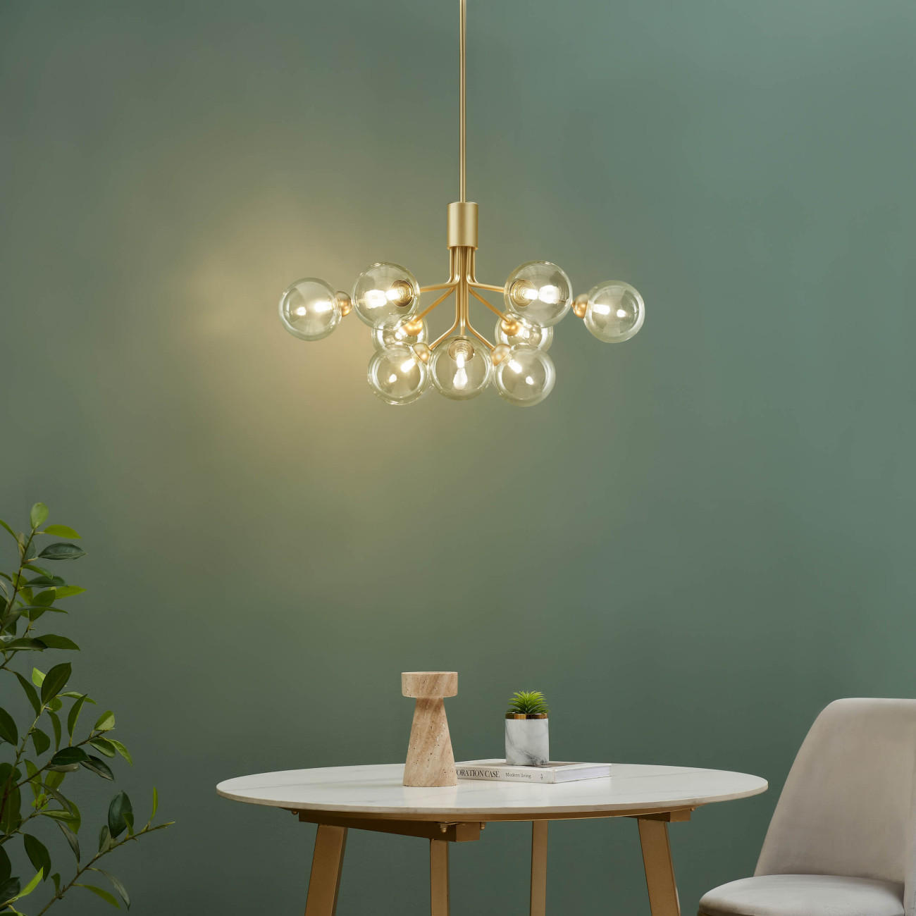KRONLEUCHTER Audrey, Transparent und goldfarben, 40cm - Transparent, Glas (40/70/40cm) - KOSILUM