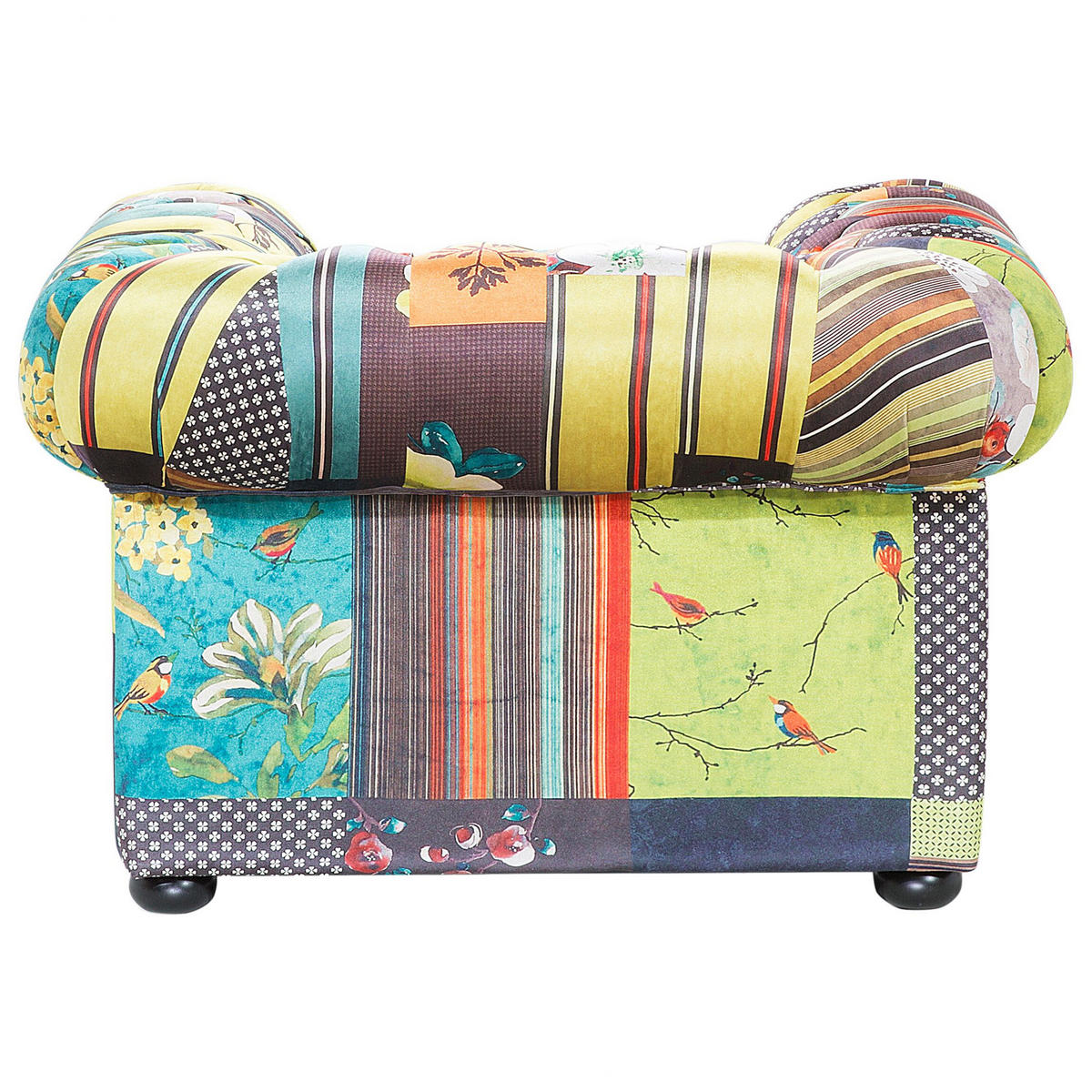 SESSEL Polsterbezug Patchwork grün/gelb Chesterfield - Multicolor/Grau, Textil (108/71/95cm) - Beliani