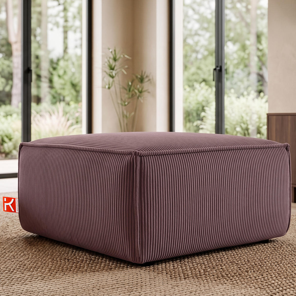 SITZPOUF NAPI gefederte Sitzfläche, hellviolett - Violett/Schwarz, Textil (83/45/83cm) - KONSIMO®