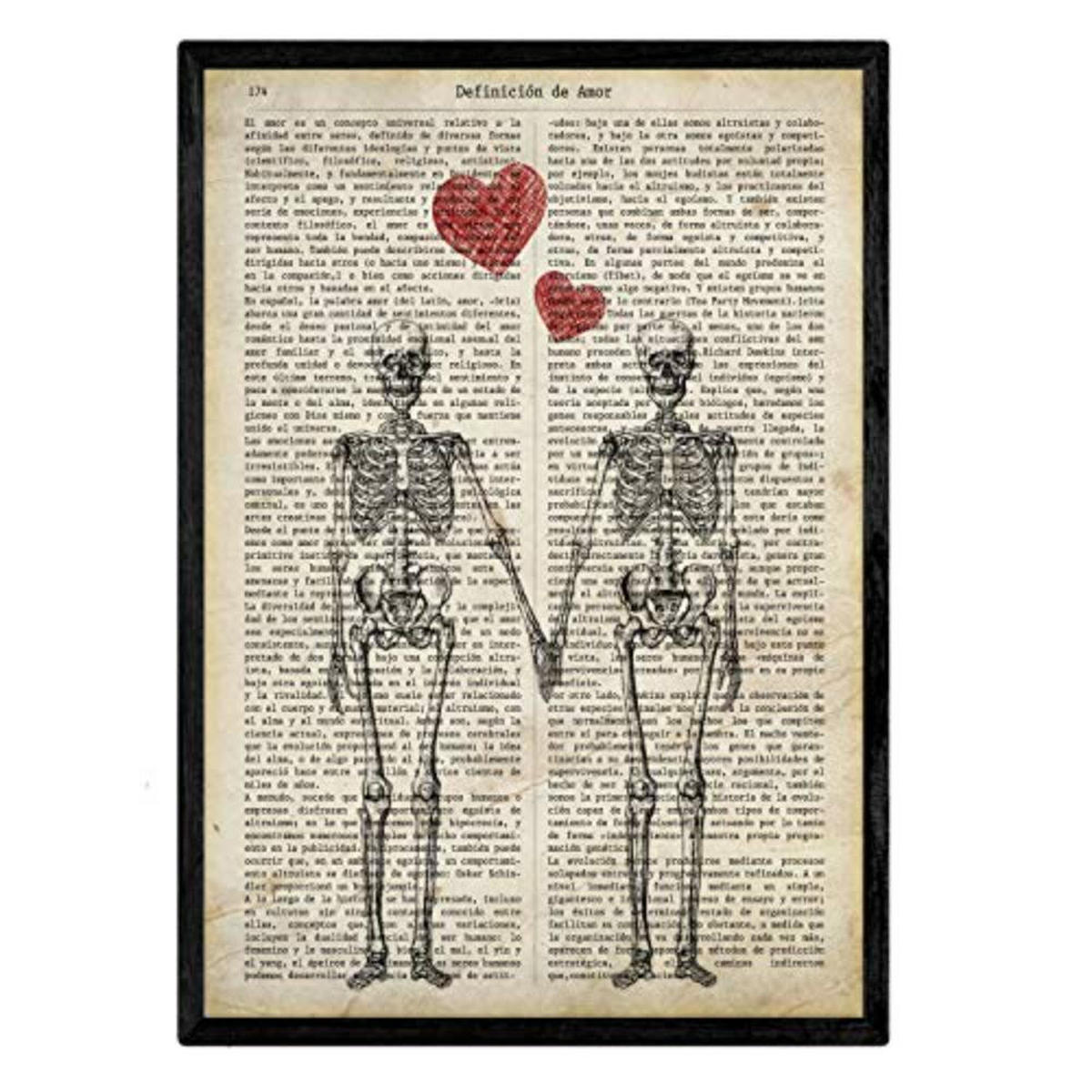 POSTER Set mit 4 Jahrgang Enzyklopädie A4 Schwarzer Rahmen - Schwarz, Papier (29.7/3cm) - Nacnic