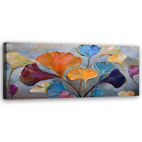 WANDBILD bunte ginko blumen - Multicolor, Textil (90/30cm) - Feeby