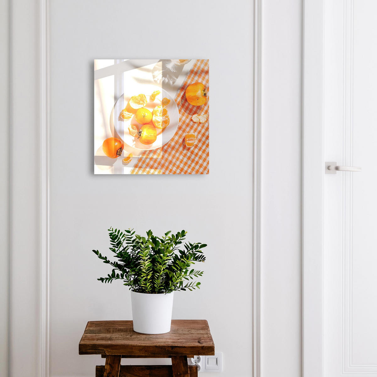 SCHLÜSSELBOX Weiß 30x30 cm – Türöffnung nach rechts - Saftige Früchte - Orange, Metall (30/30/5cm) - TULUP