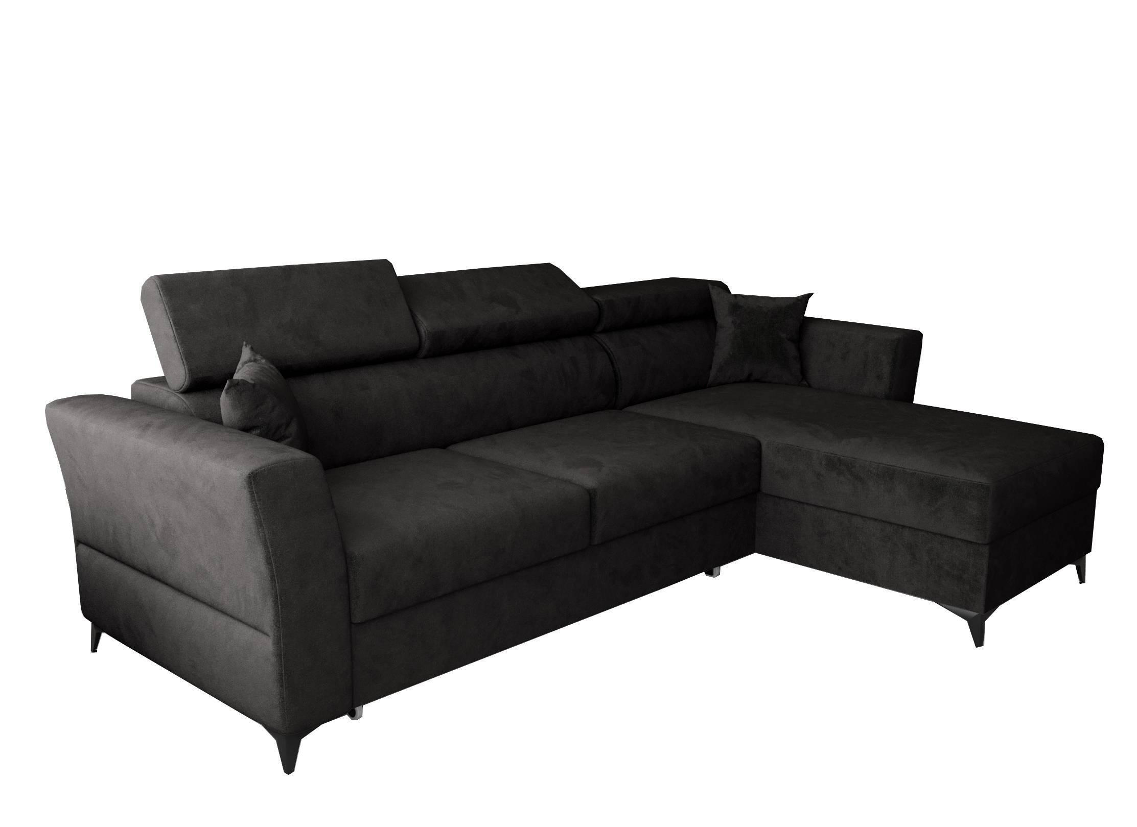ECKSOFA L Form Ribella Grafit 265/180/100 cm Rechts mit Schlaffunktion - Schwarz, Textil/Metall (265/180cm) - AX Living