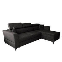 ECKSOFA L Form Ribella Grafit 265/180/100 cm Rechts mit Schlaffunktion - Schwarz, Textil/Metall (265/180cm) - AX Living