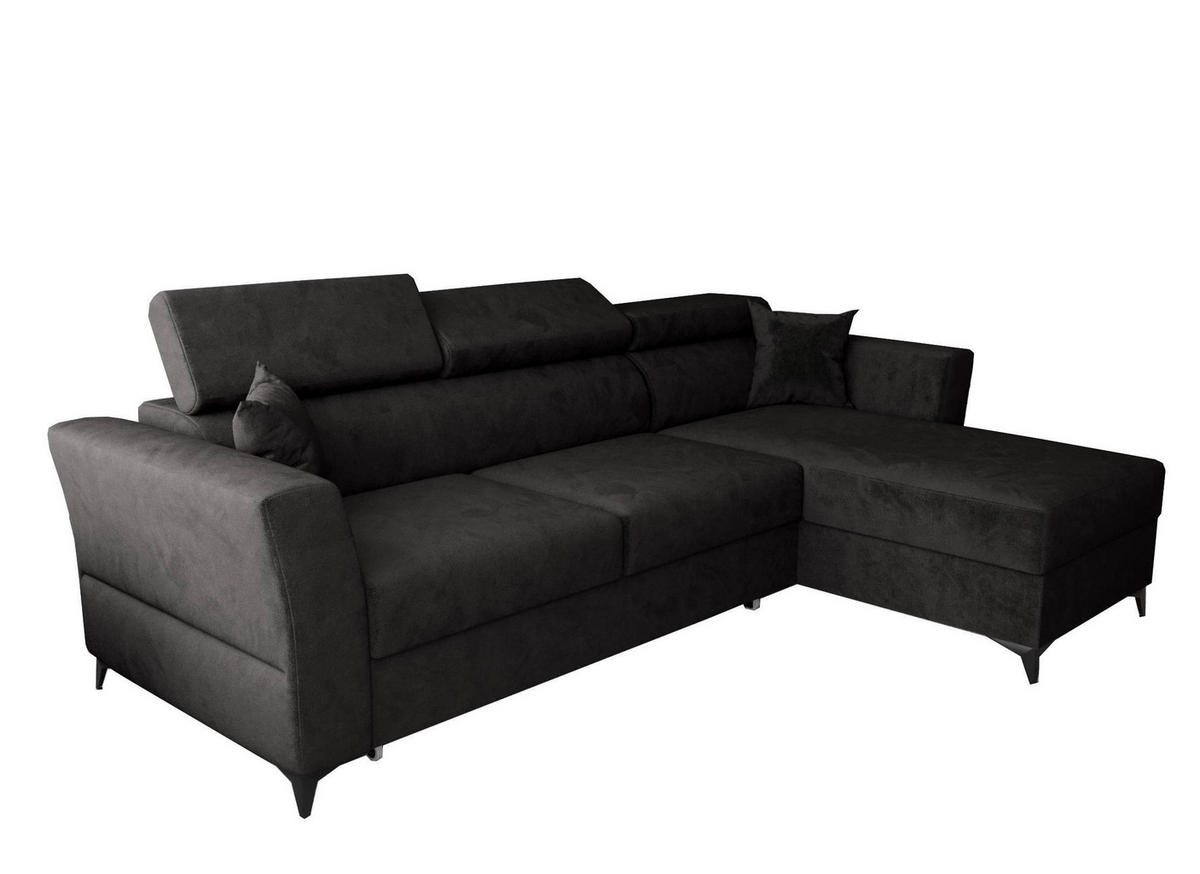 ECKSOFA L Form Ribella Grafit 265/180/100 cm Rechts mit Schlaffunktion - Schwarz, Textil/Metall (265/180cm) - AX Living