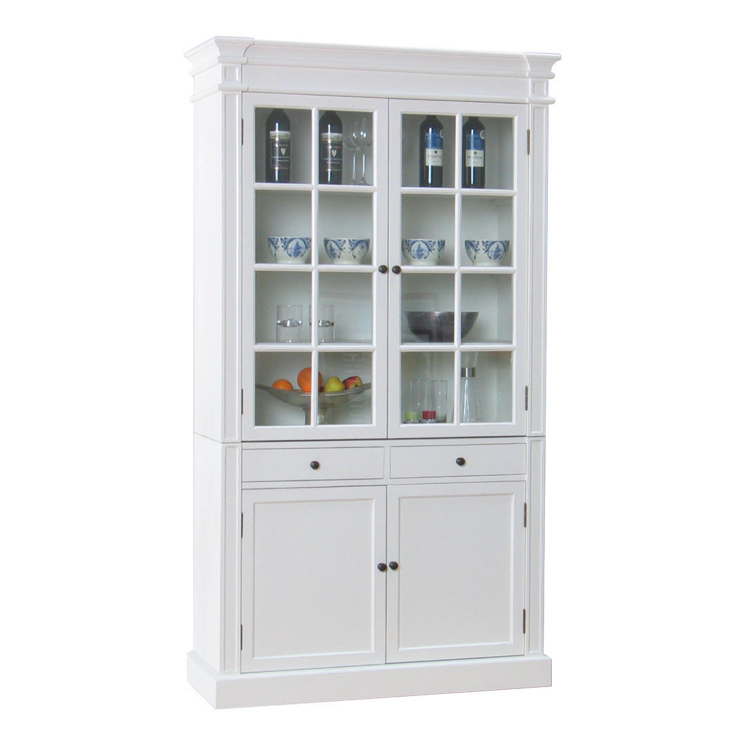 VITRINE Amaretta weiß antik patiniert 110/45/200 cm - Weiß, Holz (110/200/45cm) - ebuy24