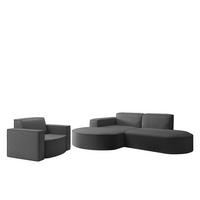 SOFASET Palma Ecksofa Sessel Ascot - Graphitfarben, Holzwerkstoff/Textil (236/78/165cm) - Fun Möbel