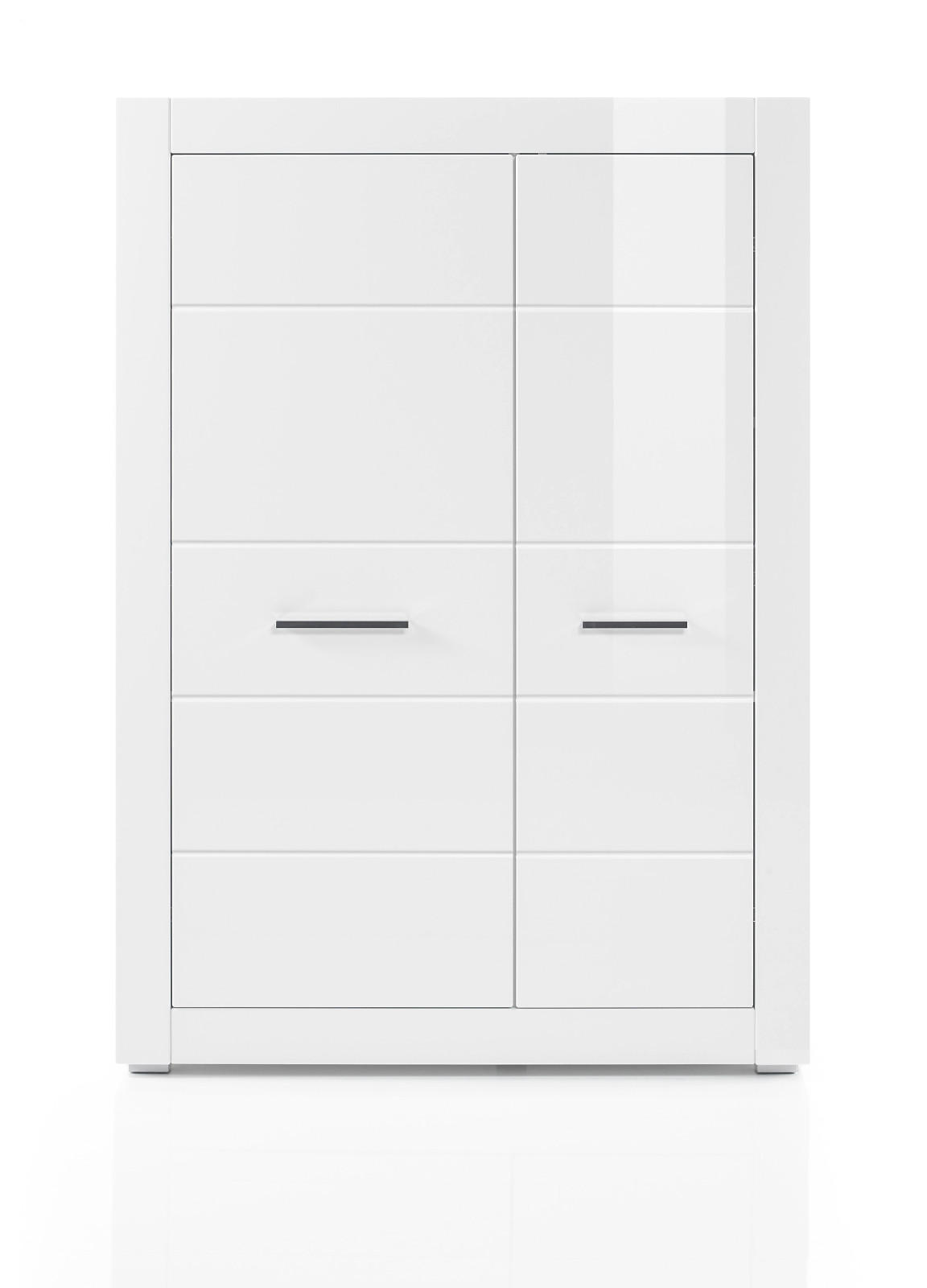 HIGHBOARD weiß Hochglanz 100 cm, Anrichte mit 6 Fächern - Chromfarben/Weiß Hochglanz, Holzwerkstoff/Kunststoff (100/142/35cm) - Furn.Design