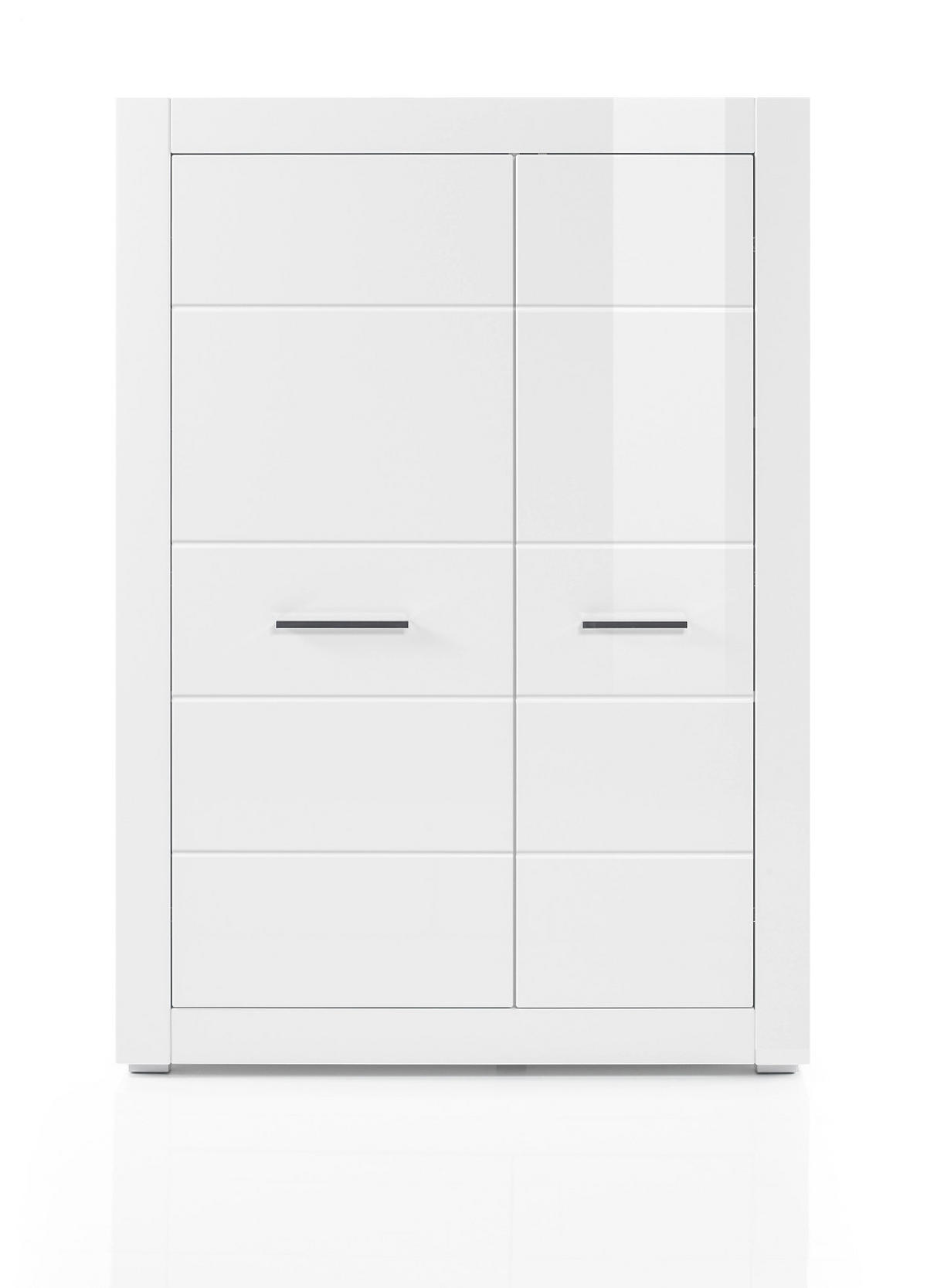 HIGHBOARD weiß Hochglanz 100 cm, Anrichte mit 6 Fächern - Chromfarben/Weiß Hochglanz, Holzwerkstoff/Kunststoff (100/142/35cm) - Furn.Design
