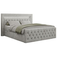 BOXBETT GOLD-9 LED 160/200 Hellgrau Struktur - H4 - Hellgrau, Holz/Textil (160/200cm) - MKS