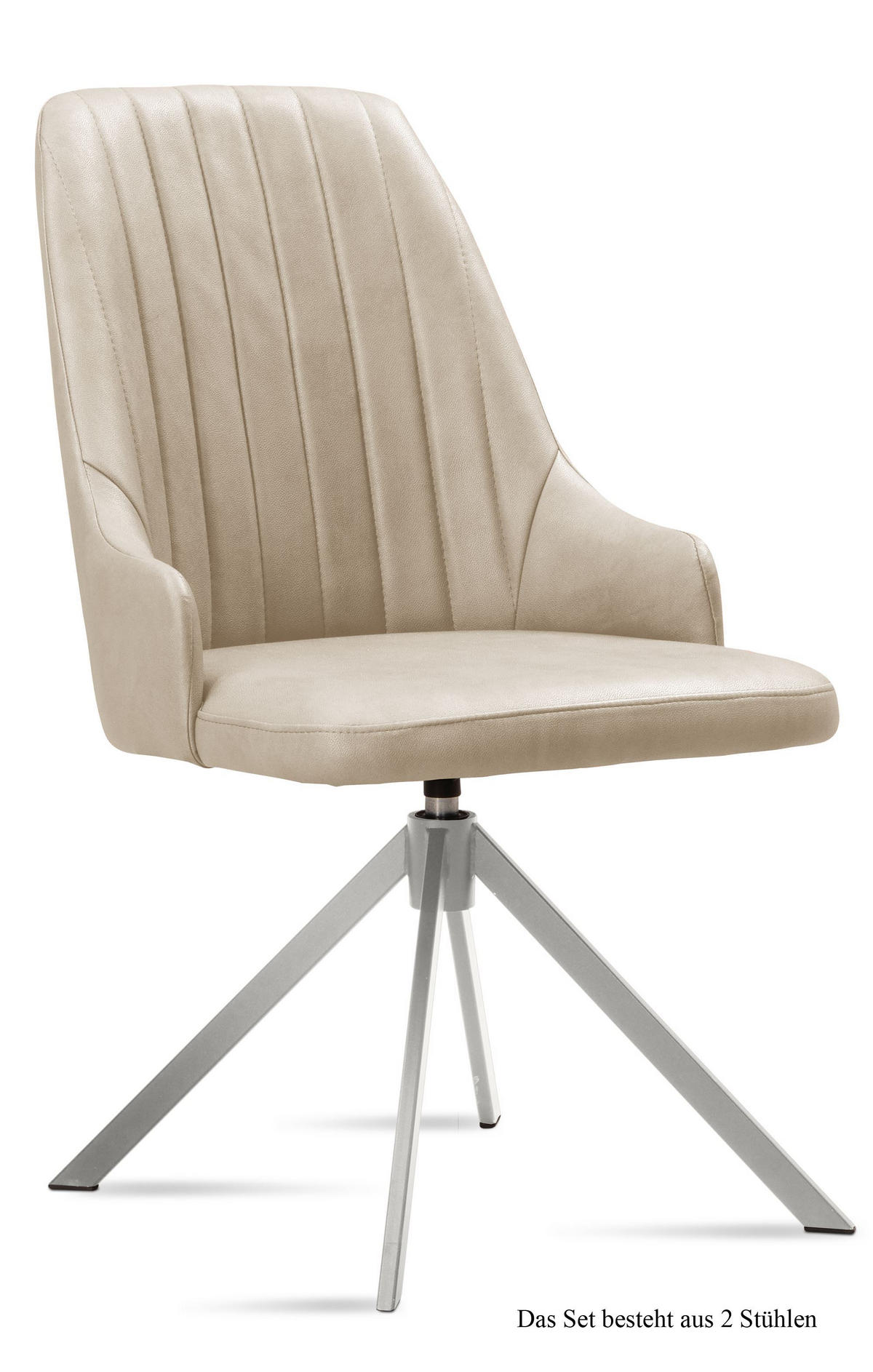 ESSZIMMERSTUHL drehbar (2er-Set) Davorka 52x91x60 Edelstahl/Natur - Edelstahlfarben/Naturfarben, Kunststoff (60/91/52cm) - 58aufmkessel