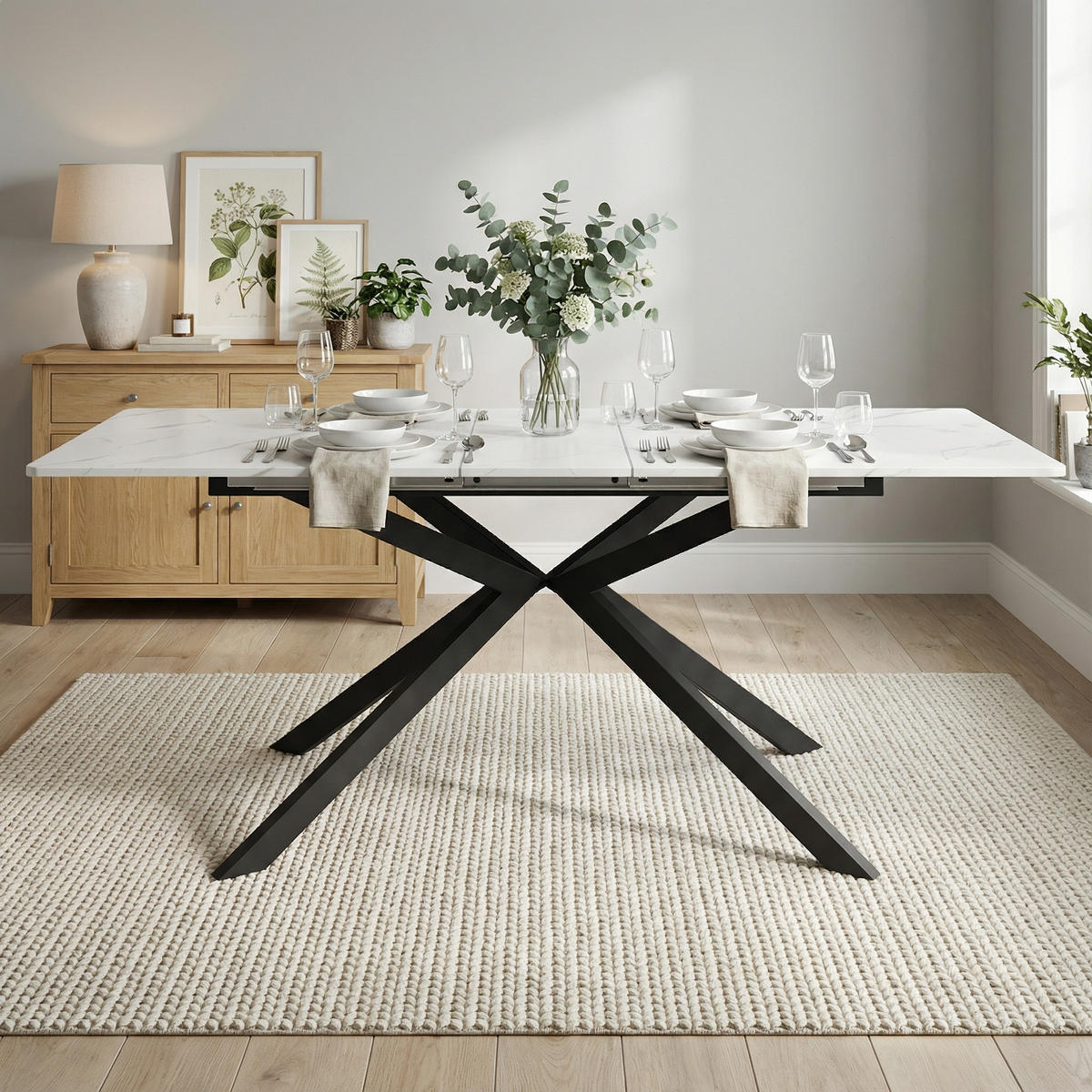 ESSTISCH ausziehbar 150–180 cm in Marmor-Optik - Weiß, Holzwerkstoff (70/180/76cm) - Urban Meuble