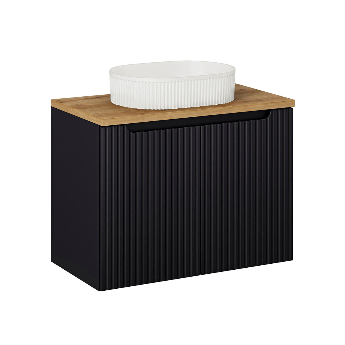 Petits-meubles UMYVADLO 80cm Riva Černá a dřevěná