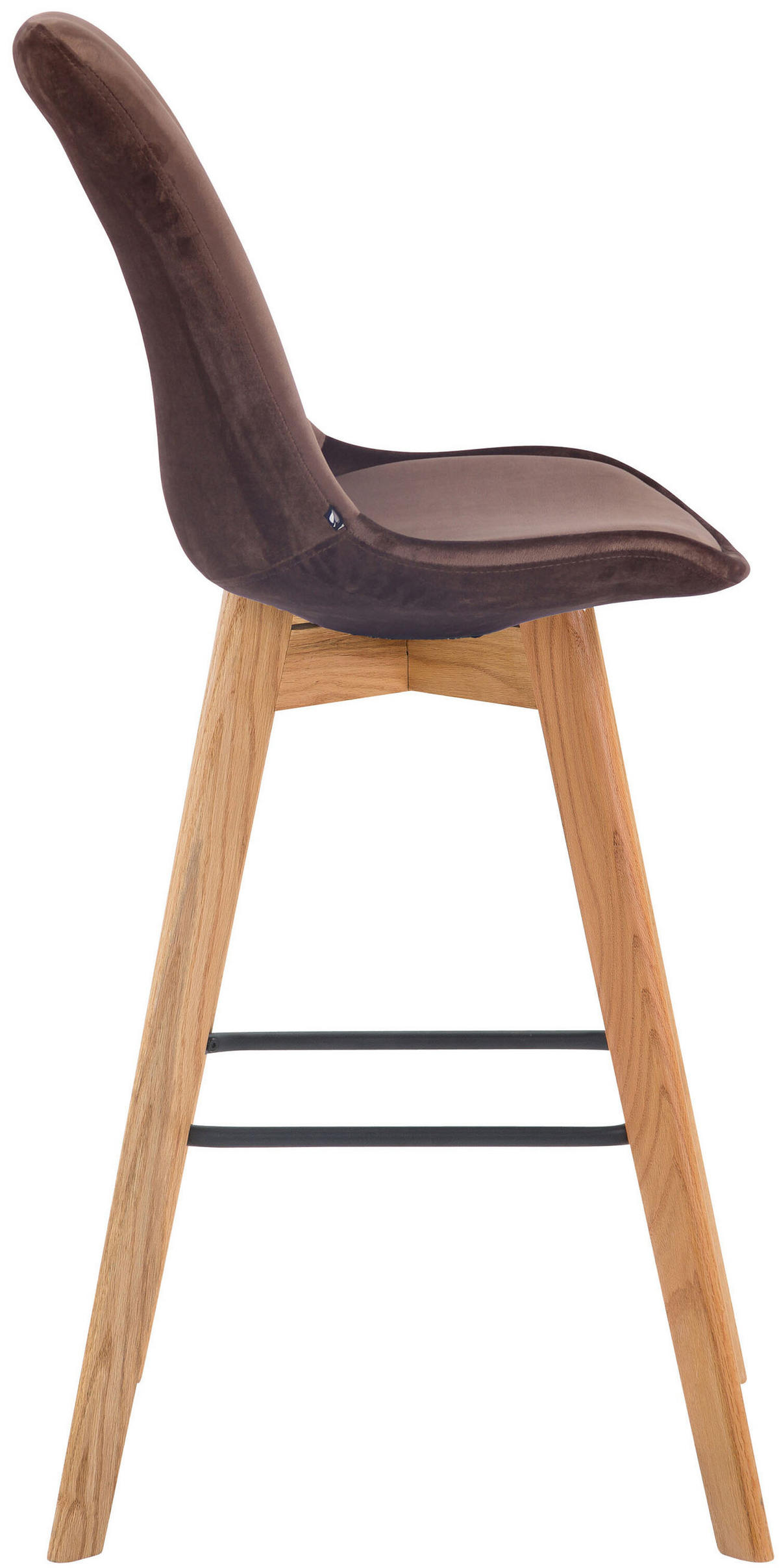 BARHOCKER Medoc, 2er Set, Gestell Natura, Samt Braun - Braun/Naturfarben, Holz/Textil (48/100/56cm) - TPFLiving