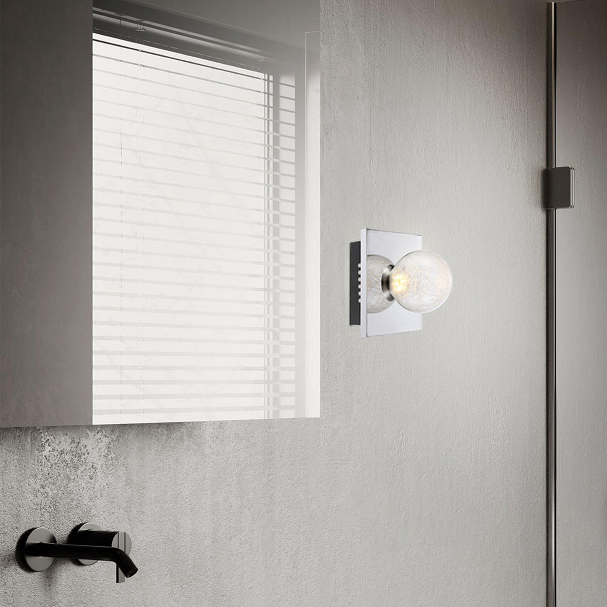 LED WANDLEUCHTE Chrom klar Glaskugel - Silberfarben, Glas (15/15/12.5cm) - Globo Lighting