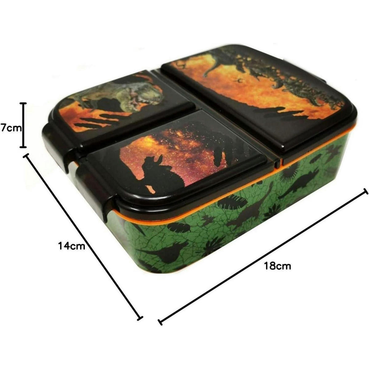 BROTDOSE mit Fächern Kunststoff BPA frei Dinosaurier - Multicolor, Kunststoff (13.5/5.5/18cm)