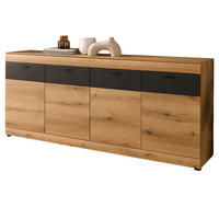 SIDEBOARD in Eiche, grau 200 cm, große kommode mit Soft-Close - Kaschmir/Eichefarben, Holzwerkstoff/Kunststoff (200/87/42cm) - Furn.Design