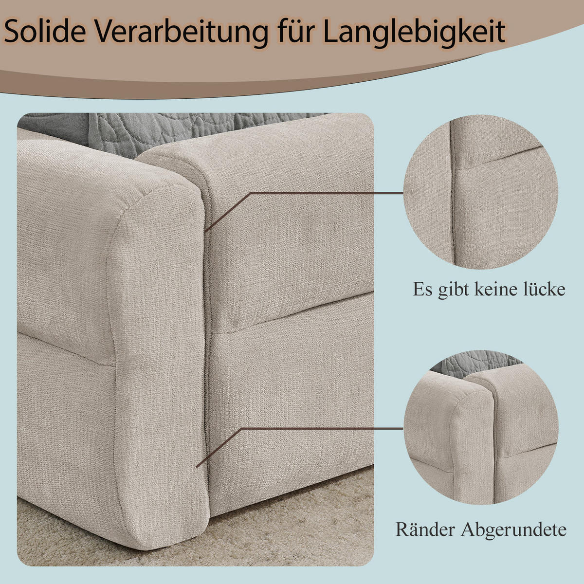 POLSTERBETT 140/200 cm mit ergonomischem Kopfteil und Chenillebezug, Beige - Beige, Kunststoff (140/200cm) - Redom