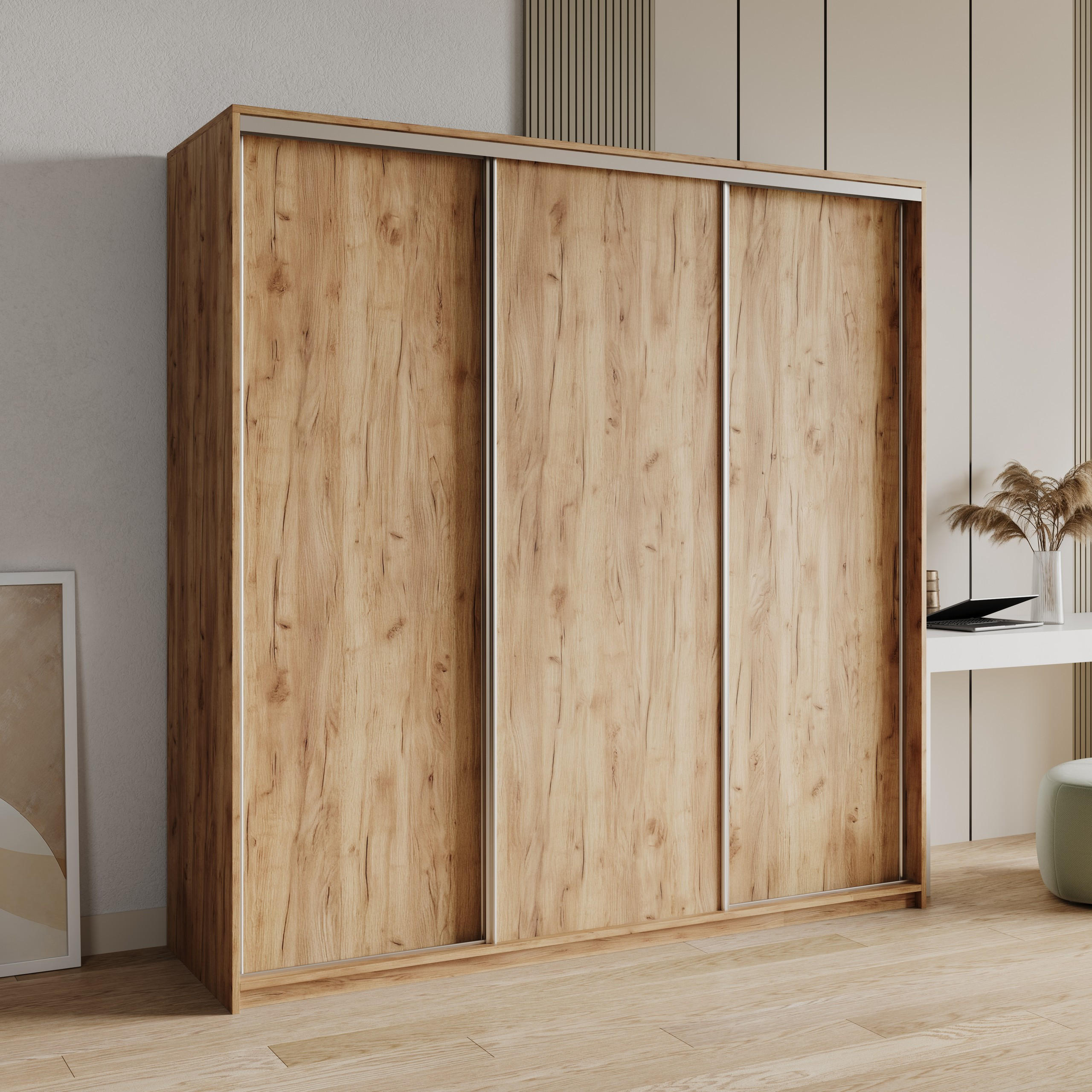 SCHWEBETÜRENSCHRANK NISSE 200/205/60 cm 3-türig Orange - Orange, Holzwerkstoff (200/205/60cm) - MASSENO