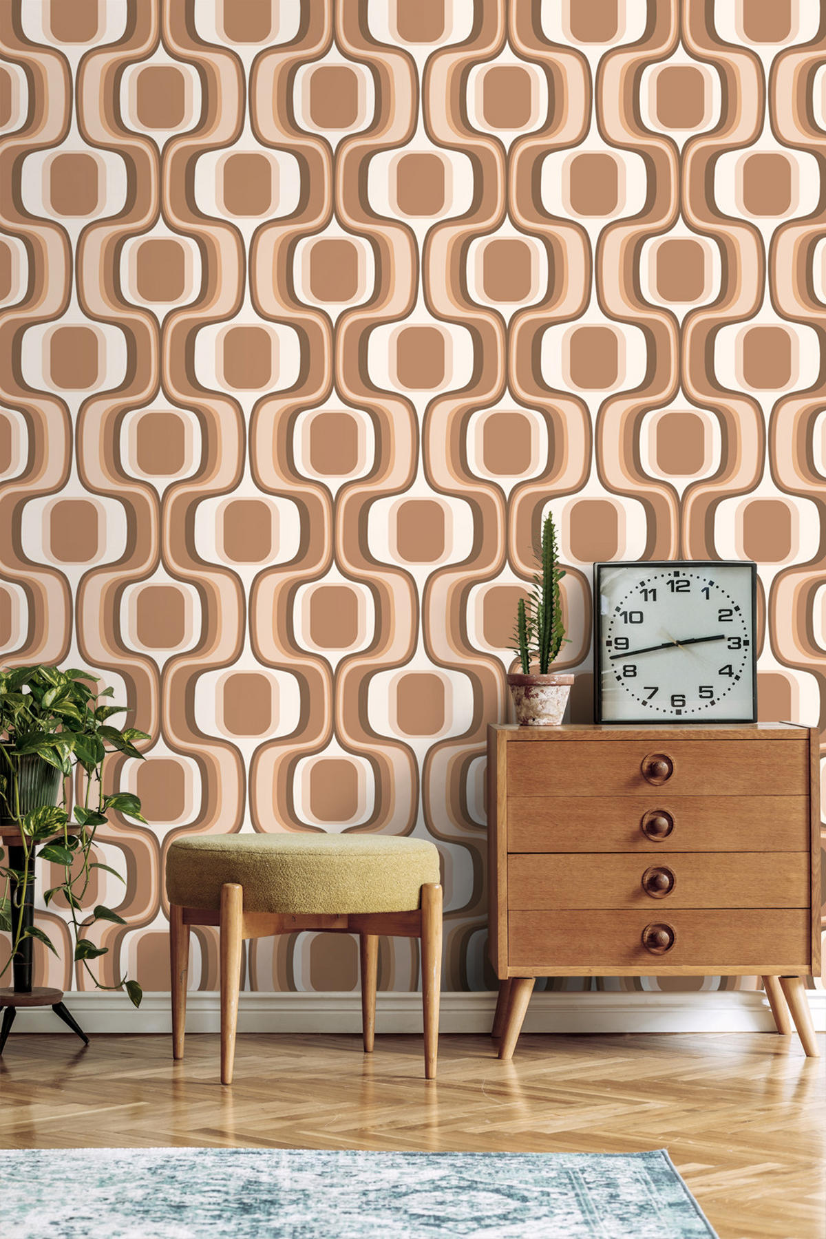 TAPETE Retro-Ornamente 50 x 900 cm - Braun, Papier (50/900cm) - ESTAhome