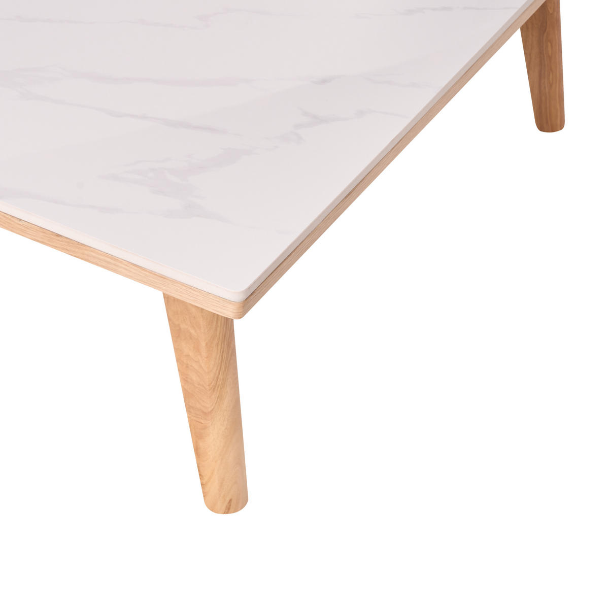 COUCHTISCH Weißer Marmor Walker - Hellbraun/Braun, Holz (120/70/40cm) - Beliani