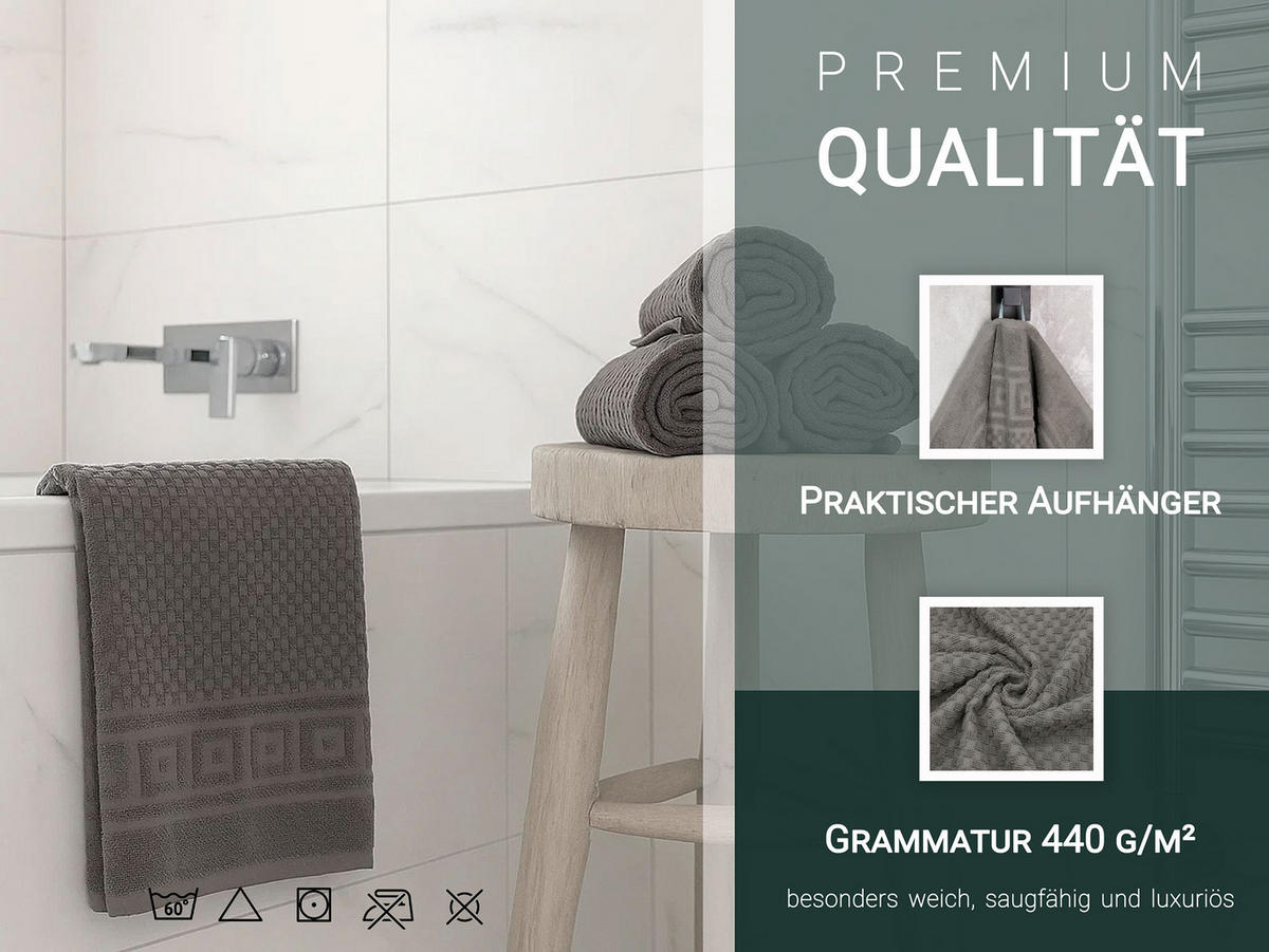 HANDTÜCHER, 4er-Set, 50x100 cm, 100% Baumwolle, Grau - Anthrazit, Textil (50/100cm) - Zollner