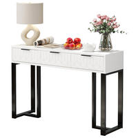 BEISTELLTISCH in Weiß und Schwarz Konsolentisch mit Schubladen für Wohnzimmer, Flur und Büro, B120/T36/H80 cm - Schwarz/Weiß, Holzwerkstoff/Metall (36/120/80cm) - STILVORA