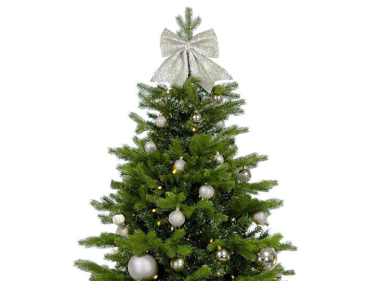 WEIHNACHTSBAUMSCHMUCK-SET SILBERWEIHNACHTEN 85-teilig, für Weihnachtsbäume 240–270 cm, inkl. Aufbewahrungsbox - Silberfarben, Kunststoff/Textil (55/50/75cm) - LAALU