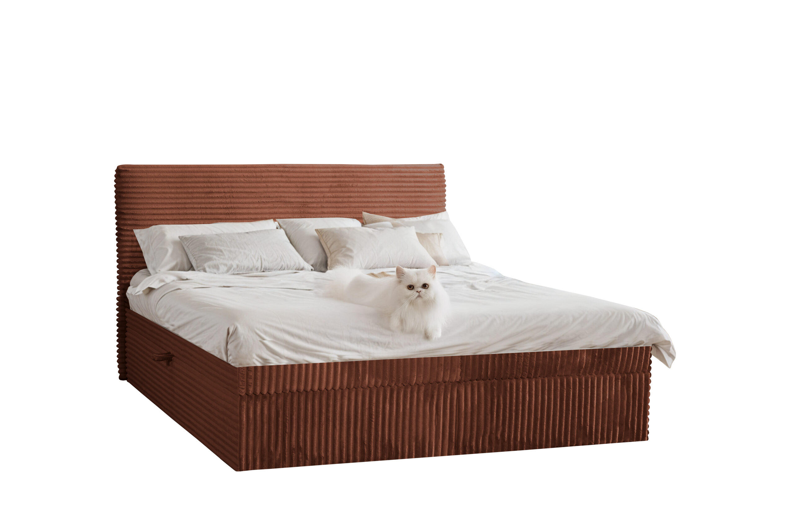 BOXBETT Bettkasten Und Topper TRENTO Ohne Bein Stoff Plüsch Cord 140x200 cm Kupfer H2-Pocket - Kupferfarben, Holz/Textil (140/200cm) - Kaiser Möbel
