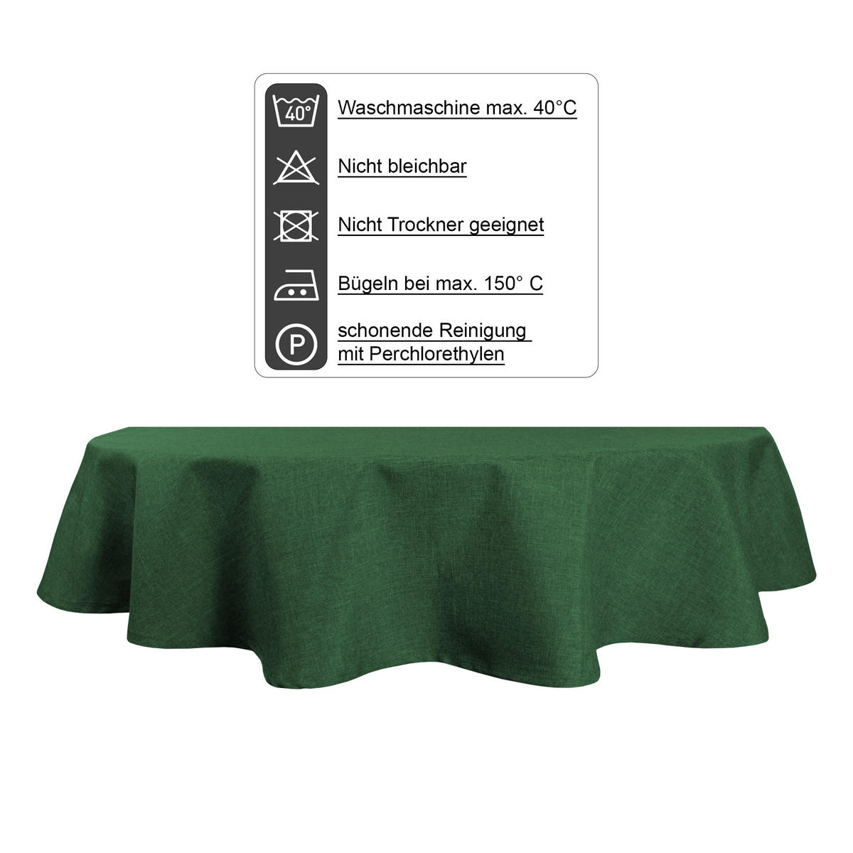 TISCHDECKE Leinenoptik 135/180 cm oval Dunkelgrün - Dunkelgrün, Textil (135/180cm) - TiborTex