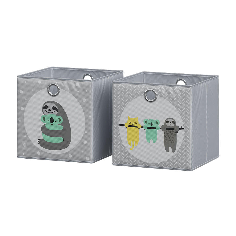 FALTBOX Grau 30 x 30 cm (Motiv Faultiere) - Multicolor/Grau, Wellpappe (30/30cm) - Vicco