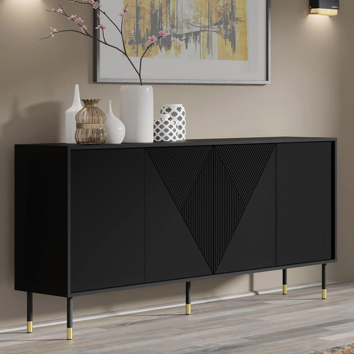 KOMODA Aglaé Crni - crna, drvni materijal (180/88/40cm) - Petits-meubles