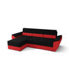 ECKSOFA L REBI L2 Rainbow 15/22 Links mit Schlaffunktion, Schwarz/Rot, L-Form - Rot/Schwarz, Textil (251/140cm)