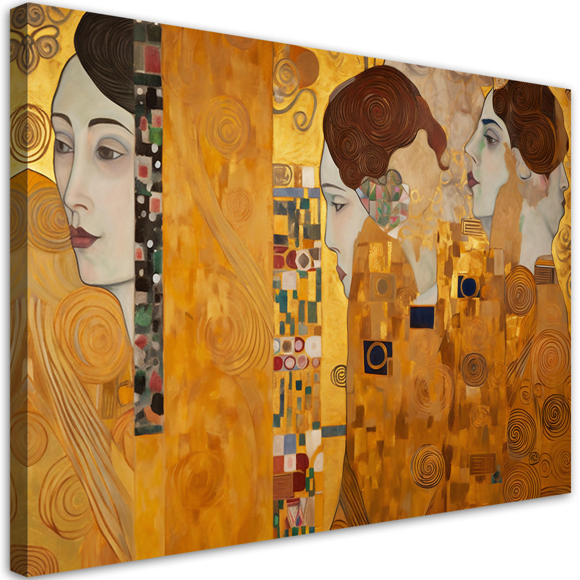 WANDBILD goldenes Wandbildnis einer frau g. klimt - Goldfarben, Textil (60/40cm) - Feeby
