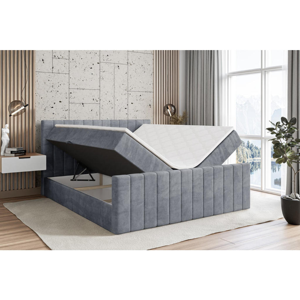 Thumbnail - Altdecor Boxbett, Grau, Holzwerkstoff, Höhe ca. 20 cm, 180x200 cm, Schlafzimmer, Betten, Boxspringbetten