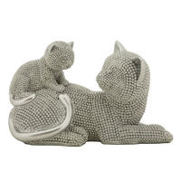 DEKOFIGUR Cat Sparky Kid, silberfarben, Polyresin, 19 x 9 x 13 cm, Motiv: Katze - Silberfarben, Kunststoff (19/13/9cm) - Mauro Ferretti