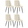 STUHL 4er Set Samt Creme - Creme/Schwarz, Textil/Metall (45/84/55cm) - CLP