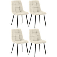 STUHL 4er Set Samt Creme - Creme/Schwarz, Textil/Metall (45/84/55cm) - CLP