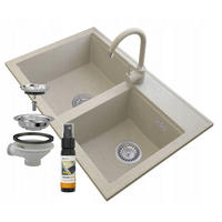 GRANITSPÜLE Hektor mit Küchenarmatur - Beige, Kunststoff/Stein (80/50/20cm) - Granitan