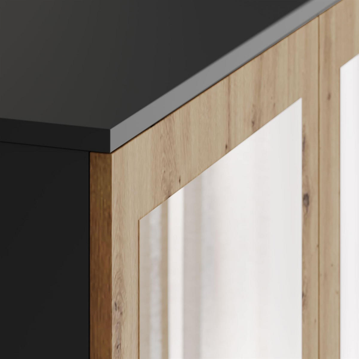 SCHRANK HANA SS-90 mit Spiegel Artisan Eiche / Anthrazit - Eiche Artisan, Holzwerkstoff (90/180/50cm) - Lookway