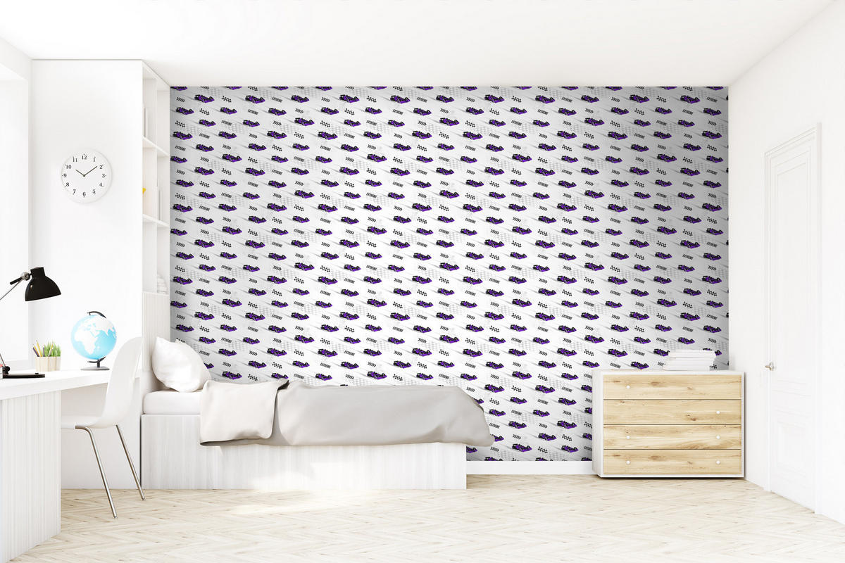 TAPETE Rennwagen 50 x 900 cm - Lila, Papier (50/0.1cm) - Sanders & Sanders