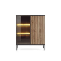 VITRINE - Highboard Sentino ST104 LED - Schwarz, Holzwerkstoff/Metall (104/126/39cm) - Möblo