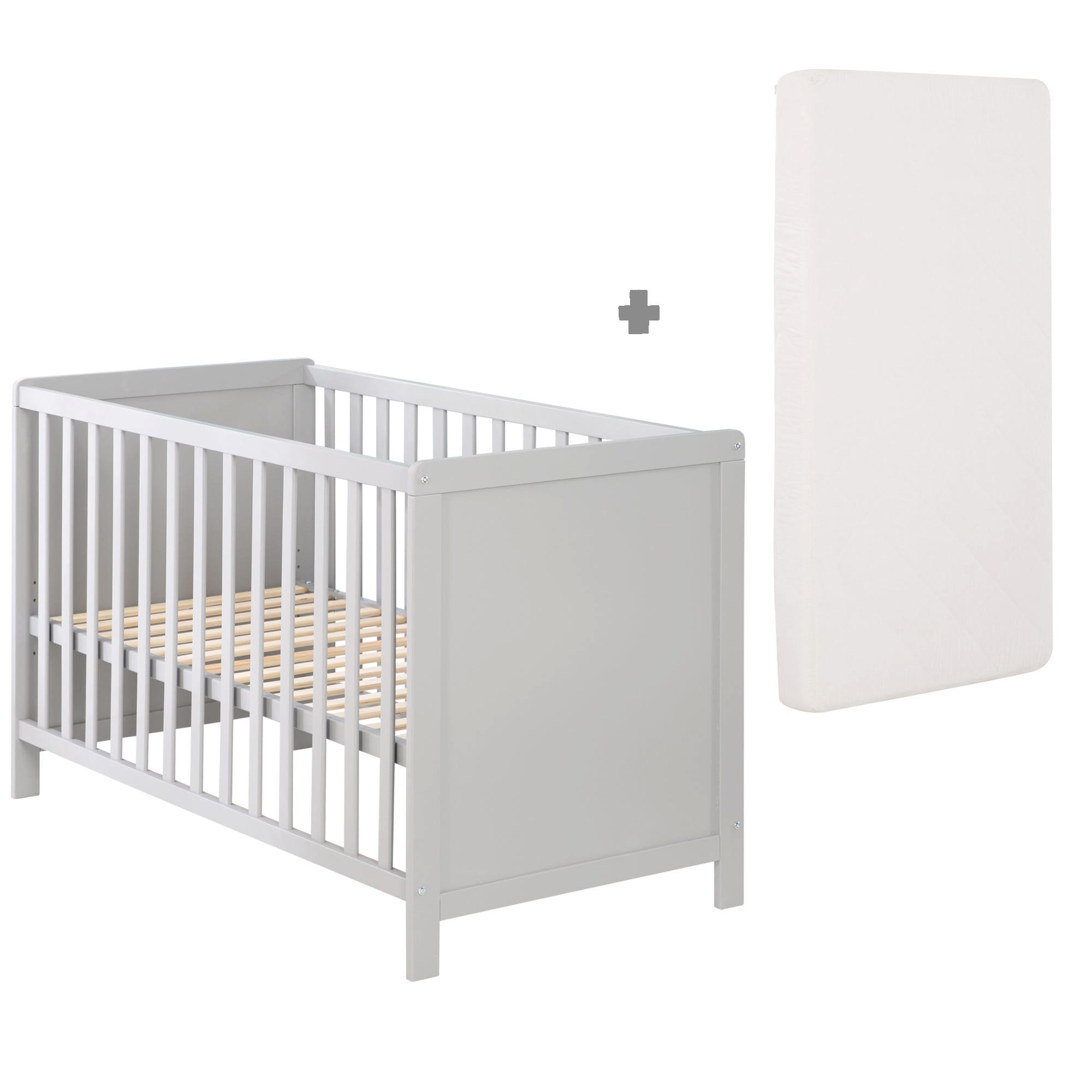 BABYBETT mit Matratze 60 x 120 cm - Taupe, Holzwerkstoff (60/120cm) - Roba