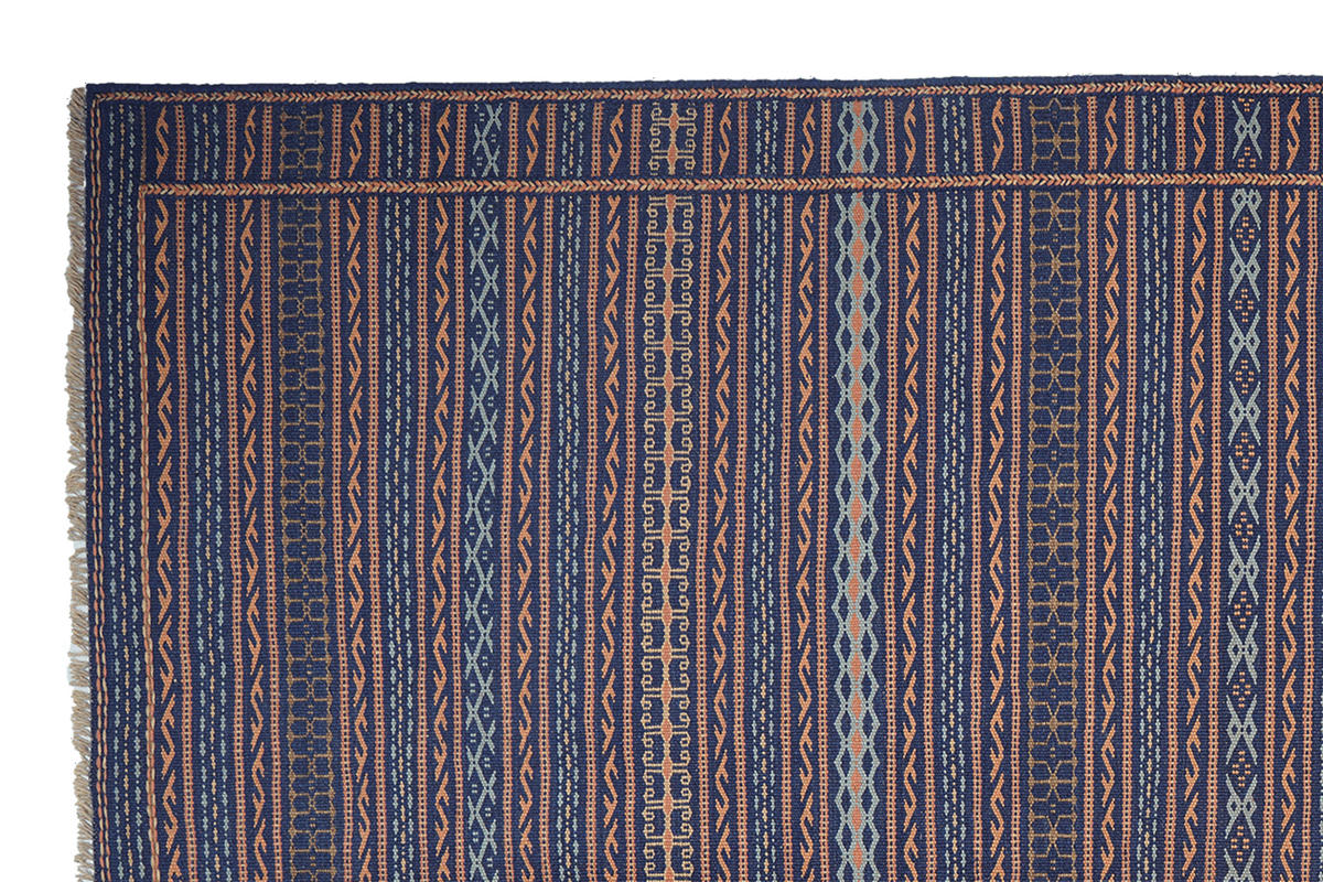 HANDWEBTEPPICH Kelim Kordi Blau 240/170 cm Schurwolle - Blau, Textil (170/240cm) - Looma
