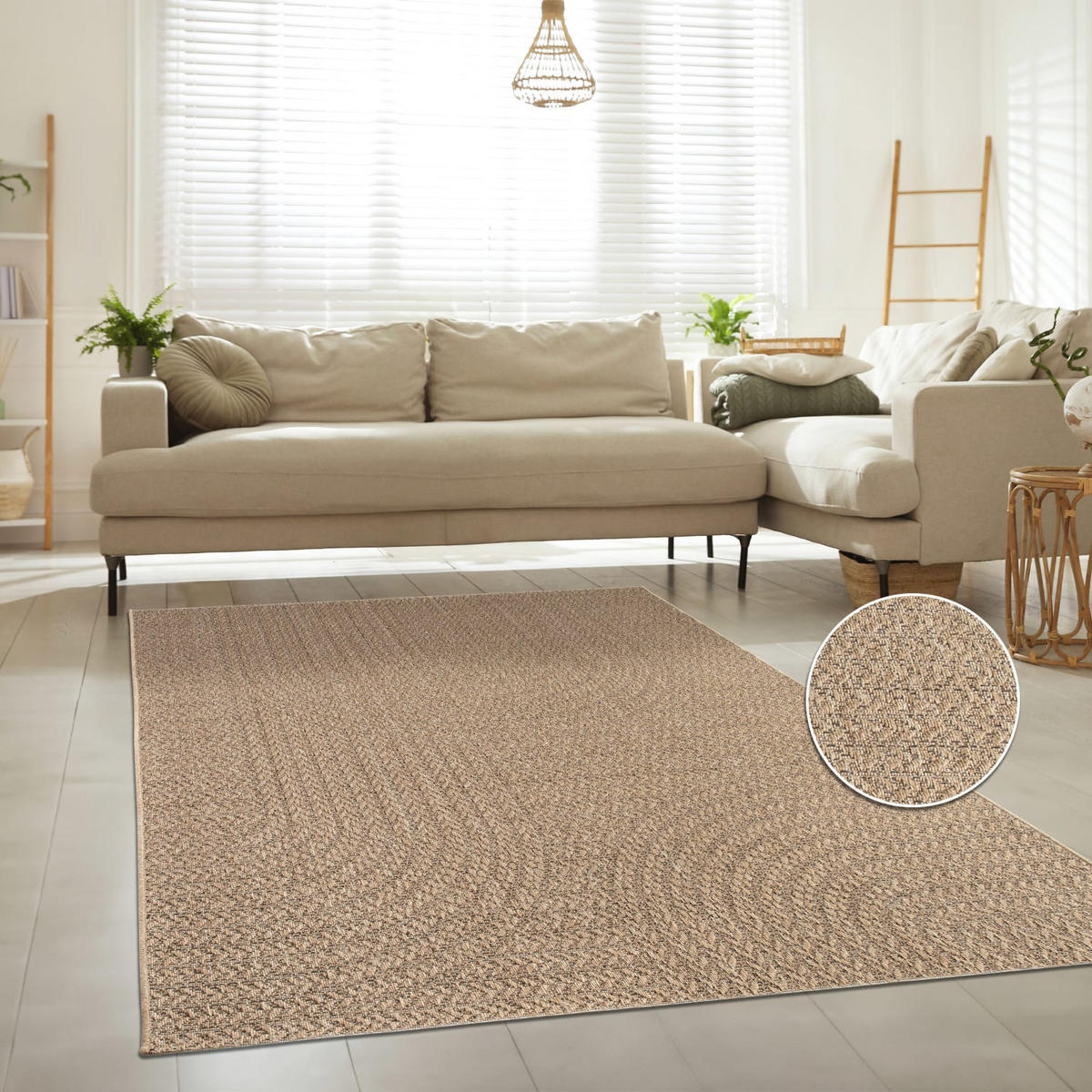TEPPICH Kurzflor Unifarben Wohnzimmer schmutzabweisend Beige Läufer 80x150 - Beige, Textil (150/80cm) - KADIMA DESIGN