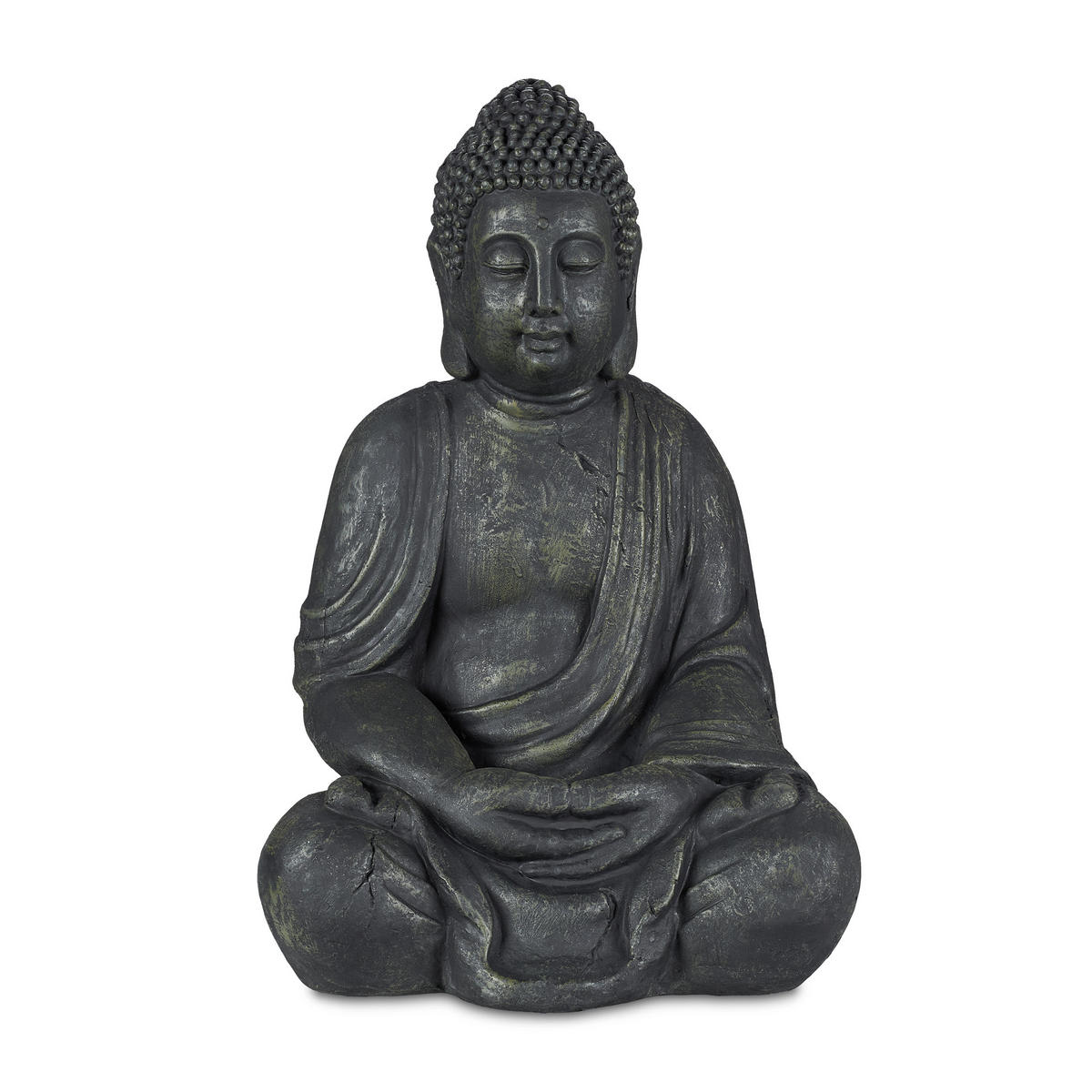 BUDDHA Figur - Anthrazit, Kunststoff (45/70/35cm) - Relaxdays