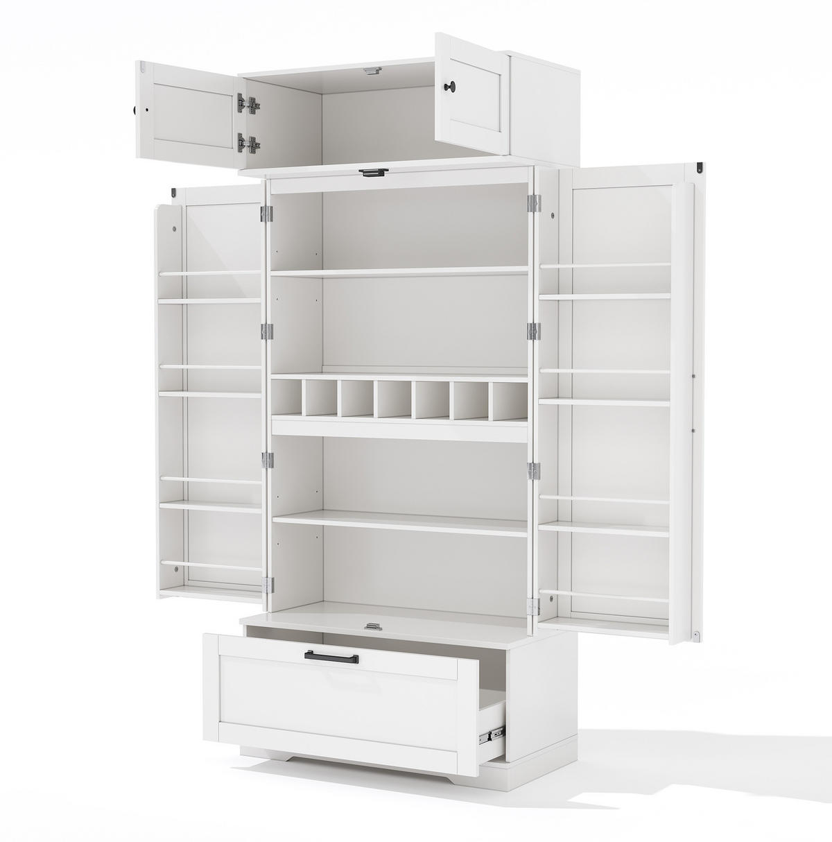 KÜCHENSCHRANK freistehend 80 x 40 x 180 cm mit Weinregal und Schublade Weiß - Weiß, Holzwerkstoff (40/180/80cm) - Meubliv