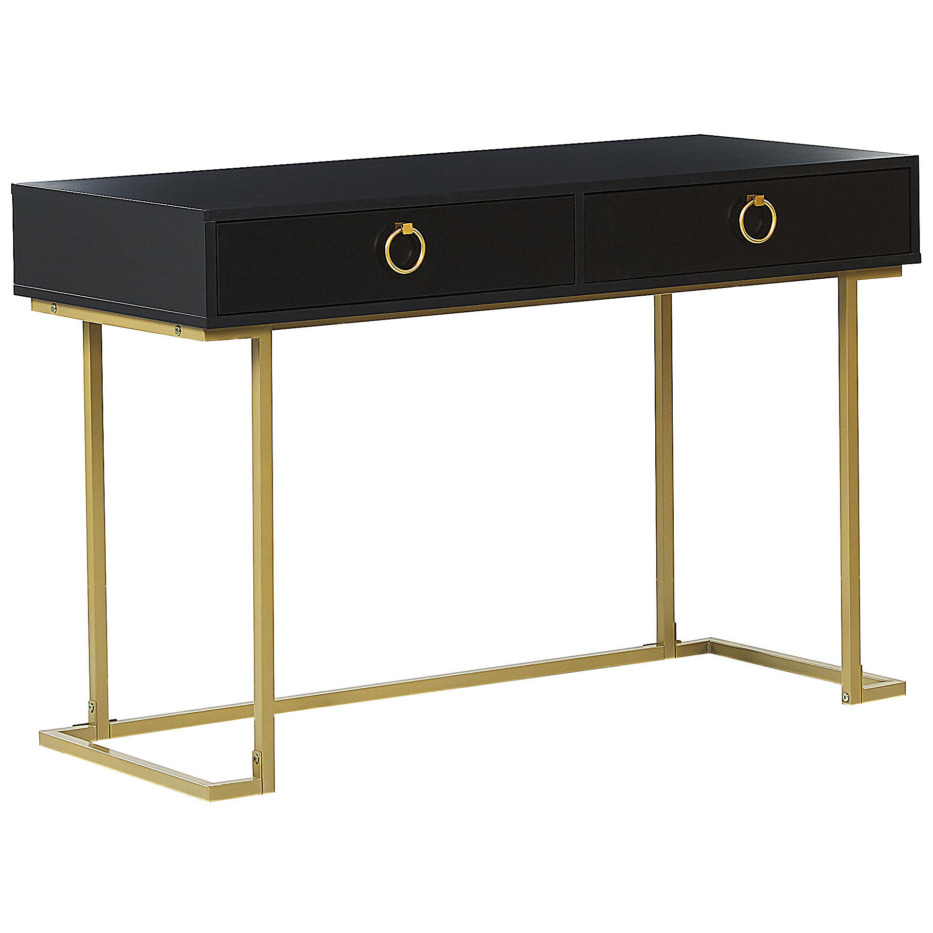 KONSOLENTISCH schwarz/gold 2 Schubladen Westport - Goldfarben/Schwarz, Metall (50/115/77cm) - Beliani